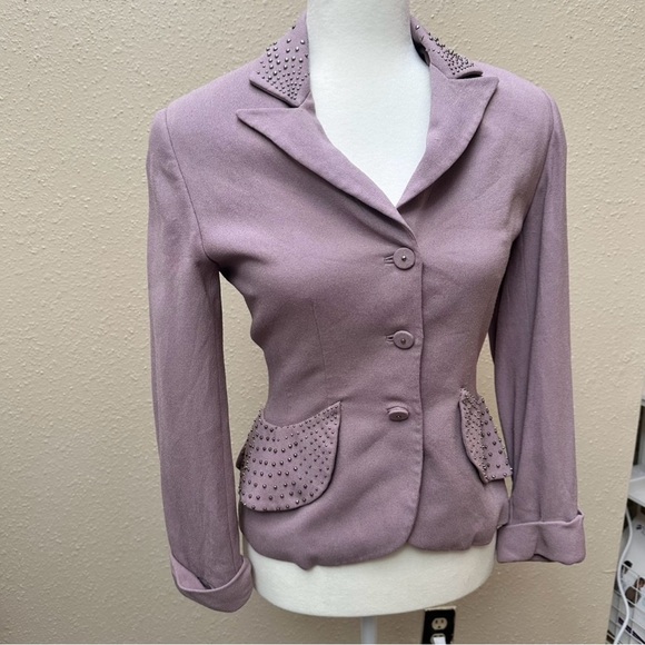 American Vintage Jackets & Blazers - Vintage Y2K Zelda Lavender Purple Studded Blazer Office Siren Fitted 6 Small